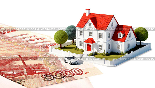 Дом и автомобиль на денежных купюрах. Продажа дома, недвижимости. Страхование дома и автомобиля. Деньги, дом и машина. Дом-голубая мечта. Дом и авто на фоне денег. Стоковая иллюстрация, иллюстратор Irina Khaliavina / Фотобанк Лори