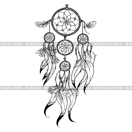 Doodle dreamcatcher with feather decoration isolated on white background vector illustration. Doodle Dreamcatcher Illustration. Стоковая иллюстрация, агентство Ingram Publishing / Фотобанк Лори