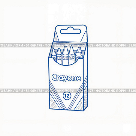 Doodle-style illustration of crayon box on plain background, creativity. Стоковое AI-изображение, AI-художник Александр Калинин / Фотобанк Лори