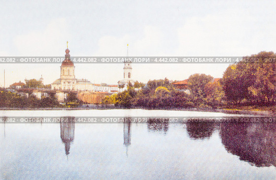 Дореволюционная открытка. Город Тула. Сретенская церковь. Начало 20 века. Стоковая иллюстрация, иллюстратор Игорь Низов / Фотобанк Лори