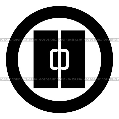 Double door exit doorway icon in circle round black color vector illustration image solid outline style simple. Double door exit doorway icon in circle round black color vector illustration image solid outline style. Стоковая иллюстрация, агентство Ingram Publishing / Фотобанк Лори