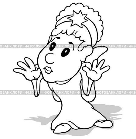 Drawing of a Standing Little Angel in White Long Clothes. Стоковая иллюстрация, иллюстратор Roman Dekan / Smarterpix / Фотобанк Лори