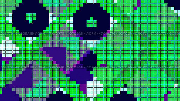 Drawings on a bright mosaic.Motion.Multicolored squares in abstraction that show different patterns and move expanding them. Стоковая иллюстрация, иллюстратор David Kashakhi / Фотобанк Лори