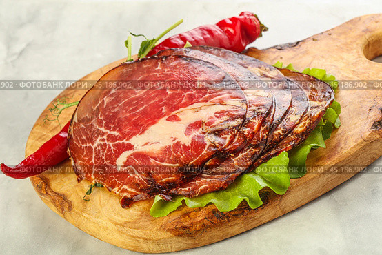Dried pork neck meat snack. Стоковое фото, фотограф Андрей Старостин / Фотобанк Лори