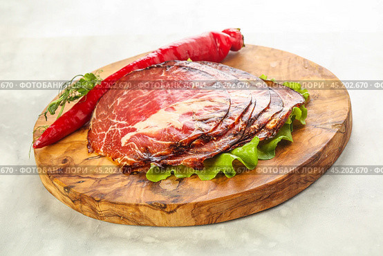 Dried pork neck meat snack. Стоковое фото, фотограф Андрей Старостин / Фотобанк Лори