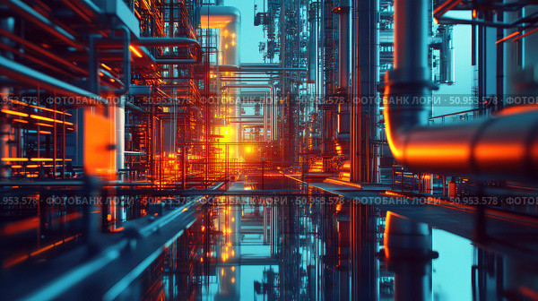 drilling fracturing factory ai generated. Стоковое AI-изображение, AI-художник Vectorwin / Фотобанк Лори