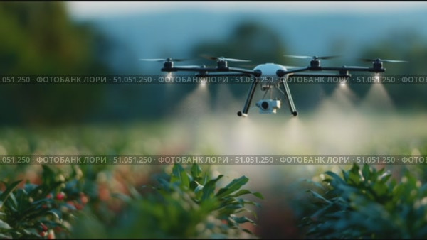 Drones assist in precision agriculture for enhanced crop monitoring and health in rural fields. Стоковое AI-видео, аниматор Сергей Толмачёв / Фотобанк Лори