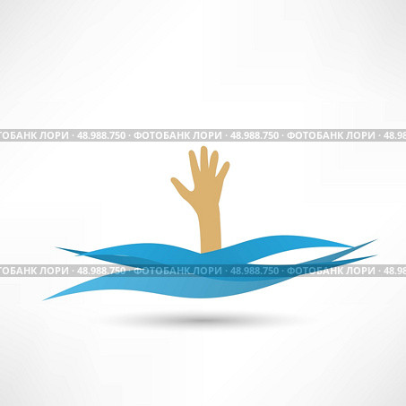 Drowning and reaching out hand for help. Стоковая иллюстрация, агентство Ingram Publishing / Фотобанк Лори