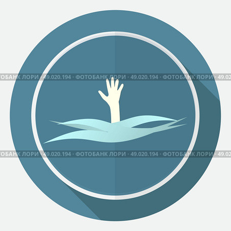 Drowning and reaching out hand for help a long shadow. Стоковая иллюстрация, агентство Ingram Publishing / Фотобанк Лори
