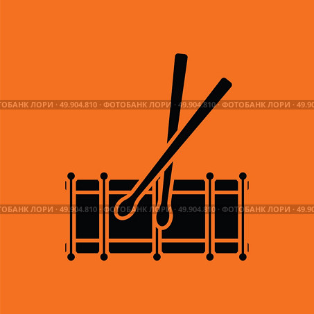 Drum toy ico. Orange background with black. Vector illustration. Стоковая иллюстрация, агентство Ingram Publishing / Фотобанк Лори