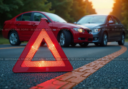 ДТП на дороге. Traffic accident on the road. Стоковое AI-изображение, AI-художник Смирнова Светлана / Фотобанк Лори