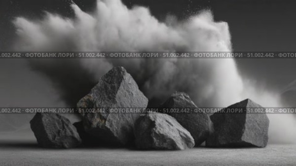 Dust exploding from behind rocks on gray background. Стоковое AI-видео, аниматор Юрий Поздников / Фотобанк Лори