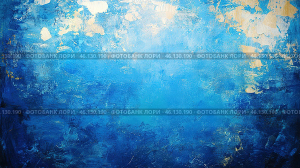 Dynamic abstract artwork featuring a rich blue texture interspersed with golden highlights. The composition evokes a sense of depth and movement, ideal for creative and artistic projects. Стоковое AI-изображение, AI-художник Ольга Ильина / Фотобанк Лори