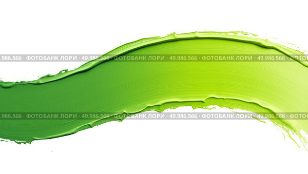Dynamic lime green abstract brushstroke on white background with textural variations and flowing energy. Стоковое AI-изображение, AI-художник Андрей Бакусов / Фотобанк Лори
