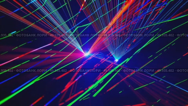 Dynamic neon light show: vibrant laser streaks create futuristic motion patterns. Стоковое AI-видео, аниматор Владимир Федоров / Фотобанк Лори