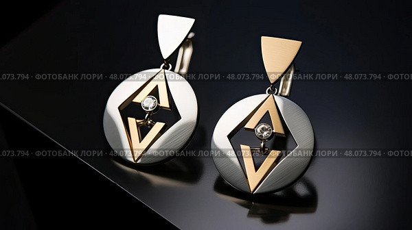 earrings gold and silver jewelry ai generated. Стоковое AI-изображение, AI-художник Vectorwin / Фотобанк Лори