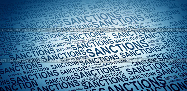 Economic sanctions and government restrictions or punitive tariffs as a financial penalty or commercial sanction and trade barrier as a background in a 3D illustration style. Стоковое фото, агентство Ingram Publishing / Фотобанк Лори