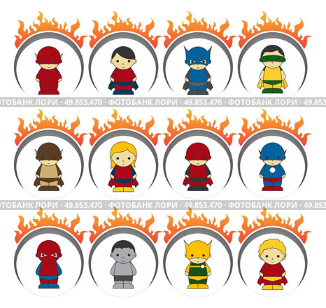 editable little hero cartoon vector graphic art design illustration. Стоковая иллюстрация, агентство Ingram Publishing / Фотобанк Лори