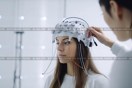 Eeg sensor measurement brain. Generate Ai. Стоковое AI-изображение, AI-художник Иван Рябоконь / Фотобанк Лори