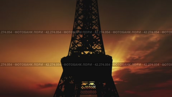 Eiffel Tower in Paris, France (against the background of the sunset, 4K, time lapse, with zoom) (2024 год). Стоковое видео, видеограф Владимир Журавлев / Фотобанк Лори