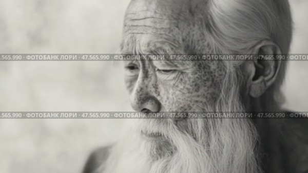 Elderly asian man expressing thoughtful concern in monochrome. Стоковое AI-видео, аниматор Юрий Поздников / Фотобанк Лори