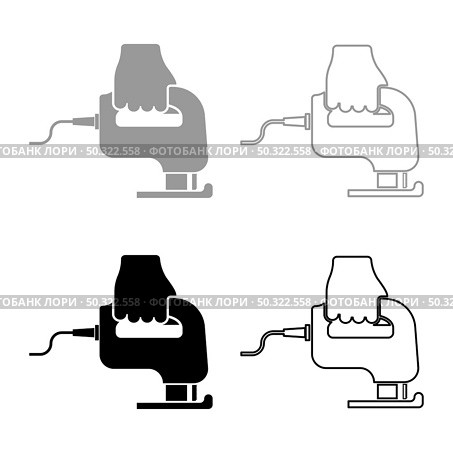 Electric fretsaw Tool Hand jig saw in use Arm set icon grey black color vector illustration flat style simple image. Electric fretsaw Tool Hand jig saw in use Arm set icon grey black color vector illustration flat style image. Стоковая иллюстрация, агентство Ingram Publishing / Фотобанк Лори