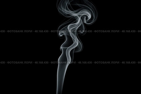 Elegant white smoke trail rising on black background graceful swirling vapor stream abstract mystical atmosphere incense aromatherapy concept. Стоковое фото, фотограф Павел Муравьев / Фотобанк Лори