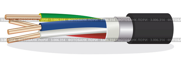 Электрический многожильный кабель. Стоковая иллюстрация, иллюстратор Рада Коваленко / Фотобанк Лори