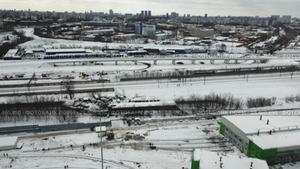 Электродепо "Лихоборы" в Москве с коптера. Стоковое видео, видеограф Кузнецов Максим / Фотобанк Лори