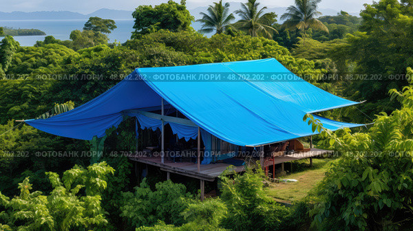 elements blue tarp roof ai generated. Стоковое AI-изображение, AI-художник Vectorwin / Фотобанк Лори