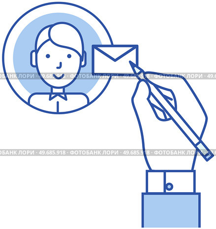 Email notification, email letter near user profile. App for chatting and mailing icon. Program, social network for online communication via Internet. Virtual mailbox with digital letter sign. Email notification, email letter near human profile. App for chatting, mailing, social network icon. Стоковая иллюстрация, агентство Ingram Publishing / Фотобанк Лори