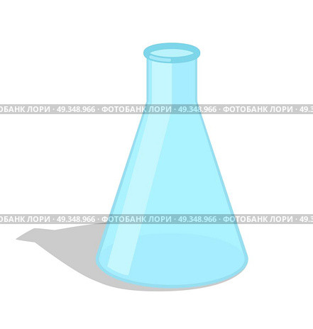 Empty Chemical Flask with Shadow Vector Icon. Empty chemical flask with shadow vector illustration isolated on white. Medical laboratory glass equipment, container for storage fluids. Стоковая иллюстрация, агентство Ingram Publishing / Фотобанк Лори