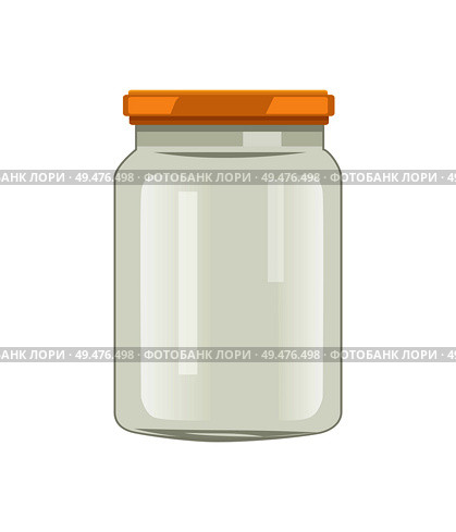 Empty glass jar with screw-cap vector illustration isolated. Big caddy for home preserved food. Empty container, canned pack, kitchenware utensil. Twist Cap Glass Jar for Veggie and Fruit Conserve. Стоковая иллюстрация, агентство Ingram Publishing / Фотобанк Лори