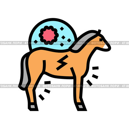 encephalitis horse color icon vector illustration. Стоковая иллюстрация, иллюстратор Vectorwin / Фотобанк Лори