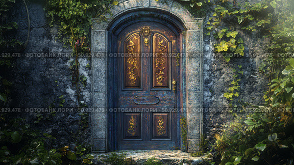 enchanted beautiful mystical door ai generated. Стоковое AI-изображение, AI-художник Vectorwin / Фотобанк Лори