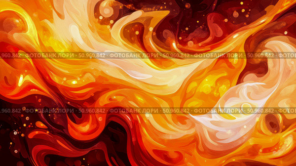 Energetic Abstract Art Piece with Molten Orange and Red Streaks, Featuring Bright Specks, Ideal for Modern Application. Стоковое AI-изображение, AI-художник Данила Большаков / Фотобанк Лори
