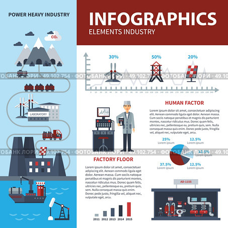 Energy And Industry Infographics. Energy and industry infographics with statistics about use of powers vector illustration. Стоковая иллюстрация, агентство Ingram Publishing / Фотобанк Лори