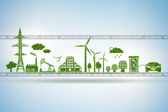 Environment and ecology in green concept - 3d illustration. Стоковое фото, фотограф Elnur / Фотобанк Лори