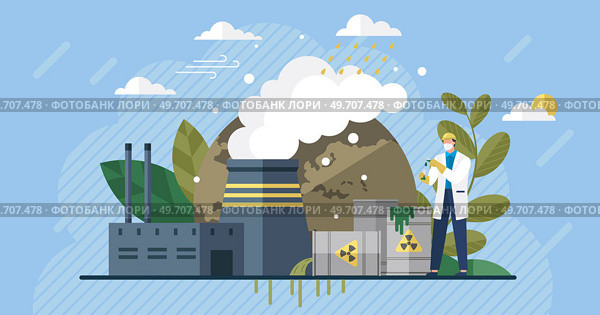Environmental, ecological problems air and atmosphere carbon pollution, causes of climate change. CO2 reduction. Eliminate environment danger from air contamination. Chemical industry waste pollution. Environmental, ecological problems air and atmosphere carbon pollution, causes of climate change. Стоковая иллюстрация, агентство Ingram Publishing / Фотобанк Лори