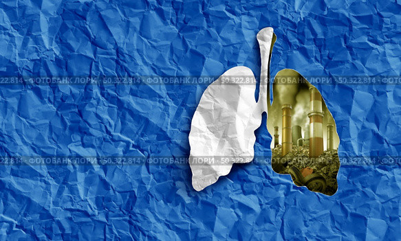 Environmental lung disease and cancer of the lungs as a toxic carcinogenic concept as a decline in respiratory function caused by pollution in a dirty environment with 3D illustration elements. Стоковое фото, агентство Ingram Publishing / Фотобанк Лори