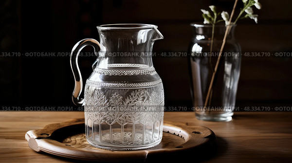 etched water pitcher ai generated. Стоковое AI-изображение, AI-художник Vectorwin / Фотобанк Лори