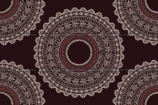 Ethnic Aztec circle ornament seamless pattern, vector illustration. Стоковая иллюстрация, агентство Ingram Publishing / Фотобанк Лори