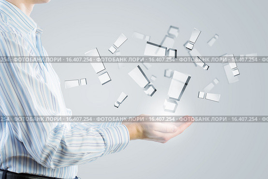 Exclamation sign in hands. Стоковое фото, фотограф Sergey Nivens / Фотобанк Лори
