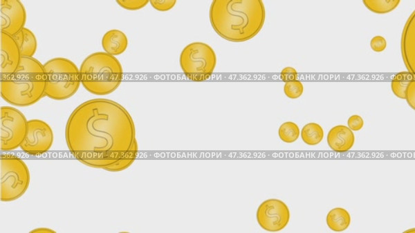 Explosion of gold coins on a white background. Стоковая анимация, аниматор Vladislav_v / Фотобанк Лори