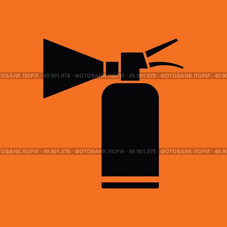 Extinguisher icon. Orange background with black. Vector illustration. Стоковая иллюстрация, агентство Ingram Publishing / Фотобанк Лори