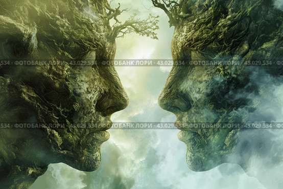 Extraterrestrial Fantasy aliens talking to each other. Generate ai. Стоковое AI-изображение, AI-художник Иван Рябоконь / Фотобанк Лори