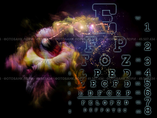Eye Chart series. Surreal human eye abstraction on the subject of worlds beyond scientific reality. Стоковое фото, агентство Ingram Publishing / Фотобанк Лори