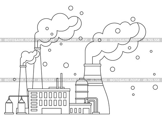 Factories vector illustration. Factory buildings, sentinels progress, stand tall against backdrop industrial landscape Air pollution, haunting melody progress, reverberates through atmosphere. Factories. Factories, heartbeat industry, pulse with rhythm manufacturing and technological innovation. Стоковая иллюстрация, агентство Ingram Publishing / Фотобанк Лори