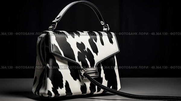 fashion black and white cowhide ai generated. Стоковое AI-изображение, AI-художник Vectorwin / Фотобанк Лори
