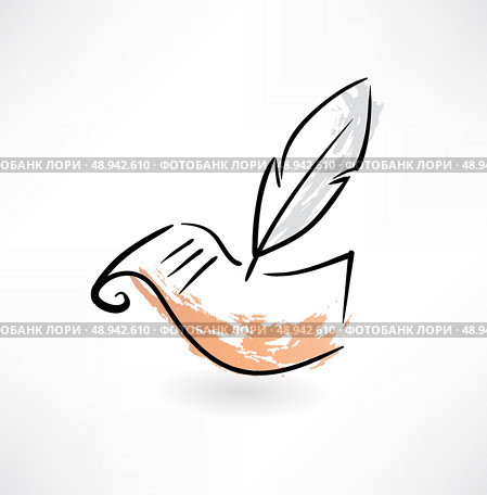 feather and paper grunge icon. Стоковая иллюстрация, агентство Ingram Publishing / Фотобанк Лори